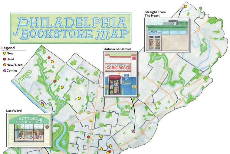 Map of Philly bookstores