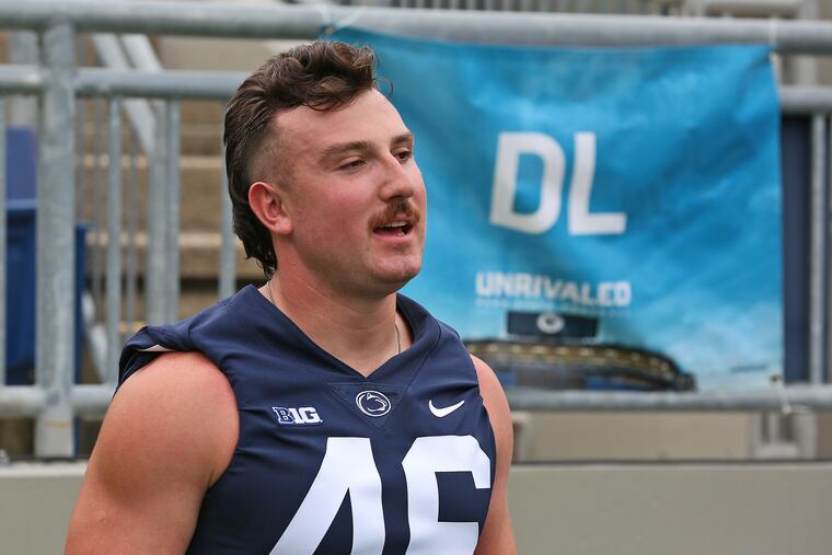 Penn State defensive lineman Nick Tarburton during the team's media day in August.