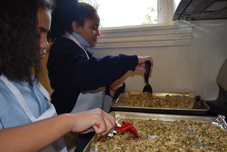 LaSalle Academy students learn to prepare Fruit and Yogurt Parfait with Homemade Granola during week 1 of the fall 2018 sequence of the My Daughter's Kitchen kids' cooking program.