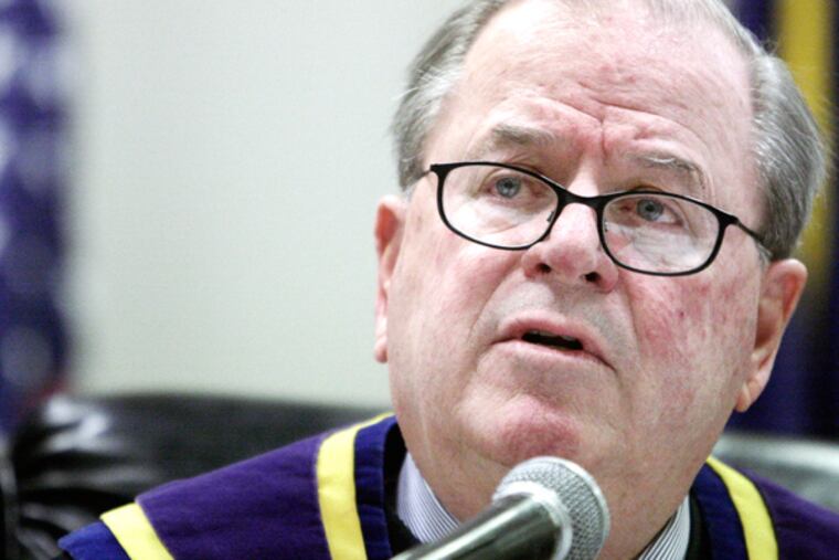File photo: Chief Justice of Pennsylvania Ron Castille speaks at the Philly Convention Center on Jan. 3, 2008. Voters will have one important question to decide on Nov. 5: Should they keep Castille, the most powerful jurist in Pennsylvania, on the bench? (Elizabeth Robertson / Inquirer Staff)