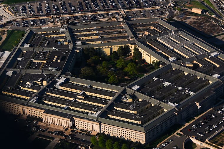 The Pentagon is seen from an airplane, Tuesday, April 7, 2026, in Washington. (AP Photo/Julia Demaree Nikhinson)