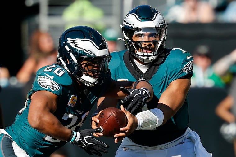 Eagles quarterback Jalen Hurts and running back Saquon Barkley have never lost three straight games as teammates. That could change Sunday.