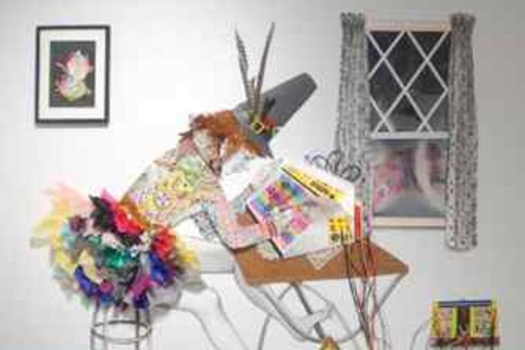 Shary Boyle's "Moon Hunter" (2009, various media; one wall pictured), is at Fleisher/Ollman Gallery through August.