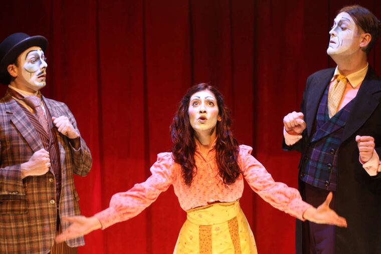 "Dublin By Lamplight" stars (from left) Jered McClenigan, Sarah Van Auken, and Mike Dees in a production by Inis Nua at Drexel University's Mandell Theater.