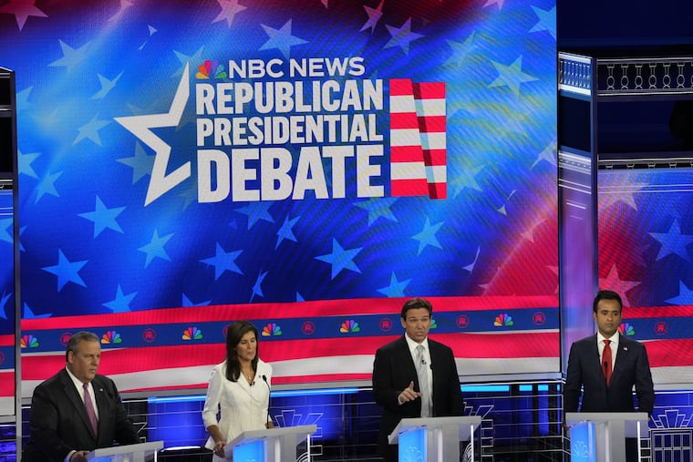 (From left) Chris Christie, Nikki Haley, Ron DeSantis, and Vivek Ramaswamy will face off in the fourth Republican debate Wednesday night.