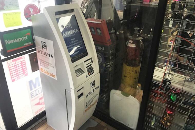 A Bitcoin ATM in the vestibule of the Dollar Plus variety store on Ogontz Ave. in Cheltenham Township