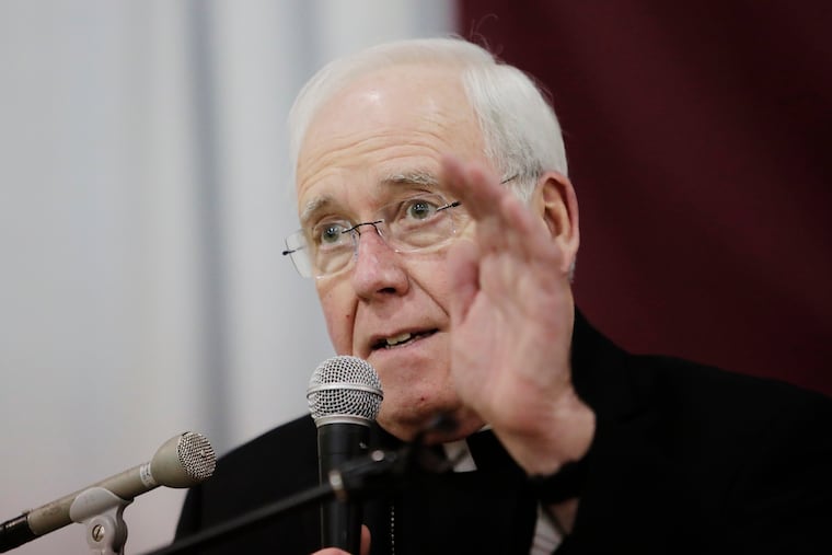 In this Nov. 5, 2018 file photo, Bishop Richard Malone of Buffalo, speaks during a news conference in Cheektowaga, N.Y. Pope Francis on Wednesday, Dec. 2, 2019, accepted Bishop Richard Malone’s resignation following widespread criticism over how he handled allegations of clergy sexual misconduct.