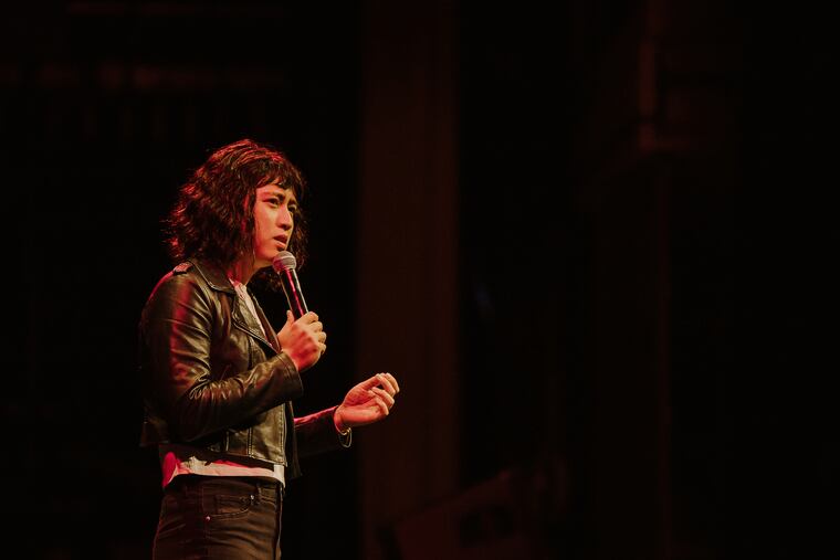 Tan Hoang performing stand-up at the Kimmel Cultural Campus' Perelman Theater on Nov. 5, 2022.