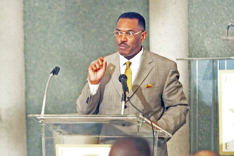 File photo: Nation of Islam Delaware Valley Regional Minister Rodney Muhammad talks about police brutality to community members at Mosque #12 in North Philadelphia on Wednesday, May 21, 2008.