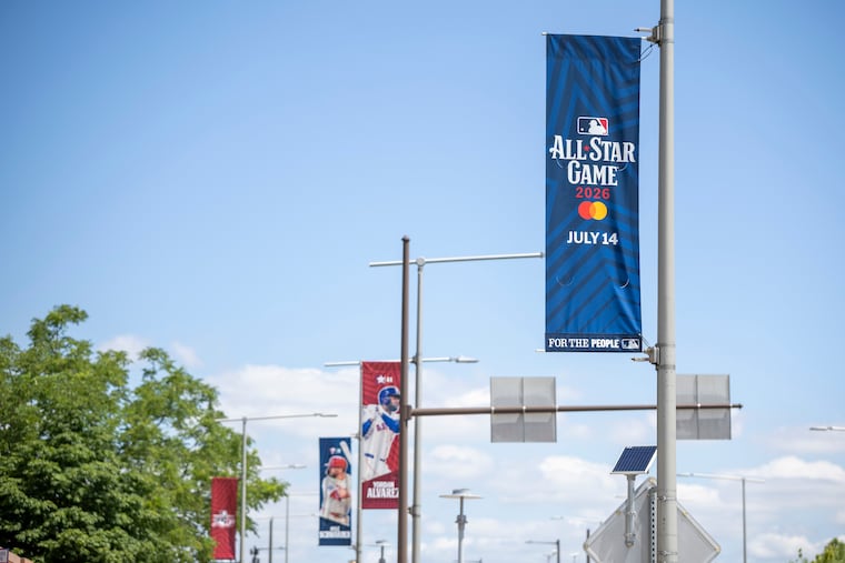 Banners for The All Star Game hang at the Citizens Bank Park.