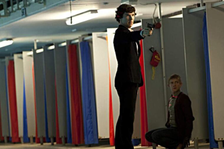 Benedict Cumberbatch, left, and Martin Freeman as Sherlock Holmes and Dr. John Watson. BBC for Masterpiece