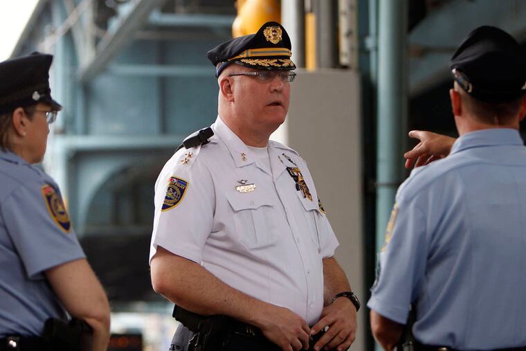 SEPTA police chief Thomas Nestel III (center).