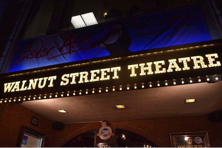The outside lights at the Walnut Street Theatre.
