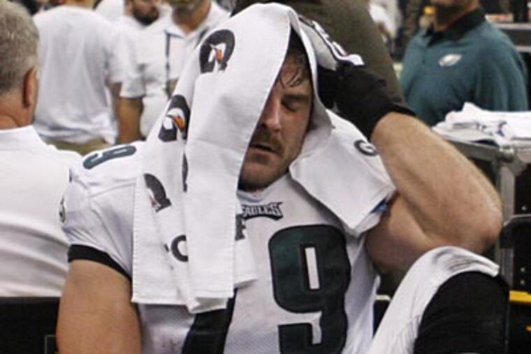 Eagles offensive lineman Todd Herremans is carted off in the first quarter against the Saints. (Ron Cortes/Staff Photographer)