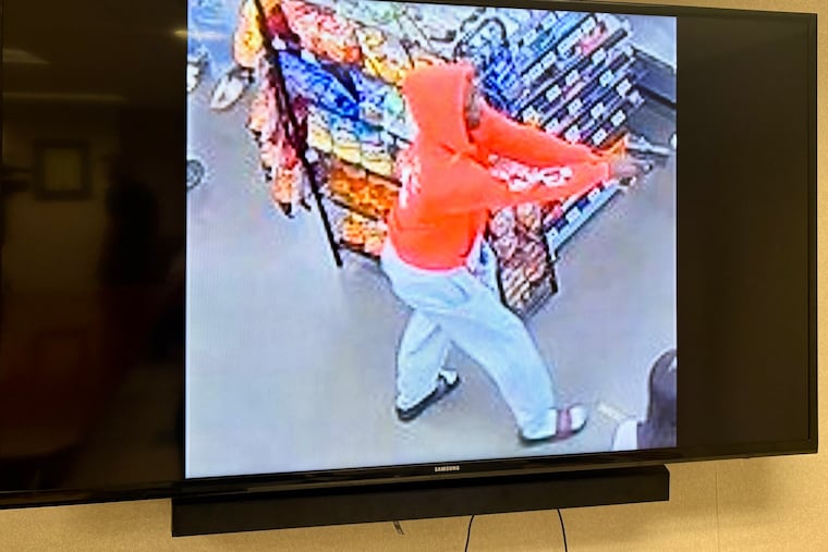Armani Waite, seen here in surveillance footage from a Walmart in Glenolden, fired three shots at another man Friday night, police said.