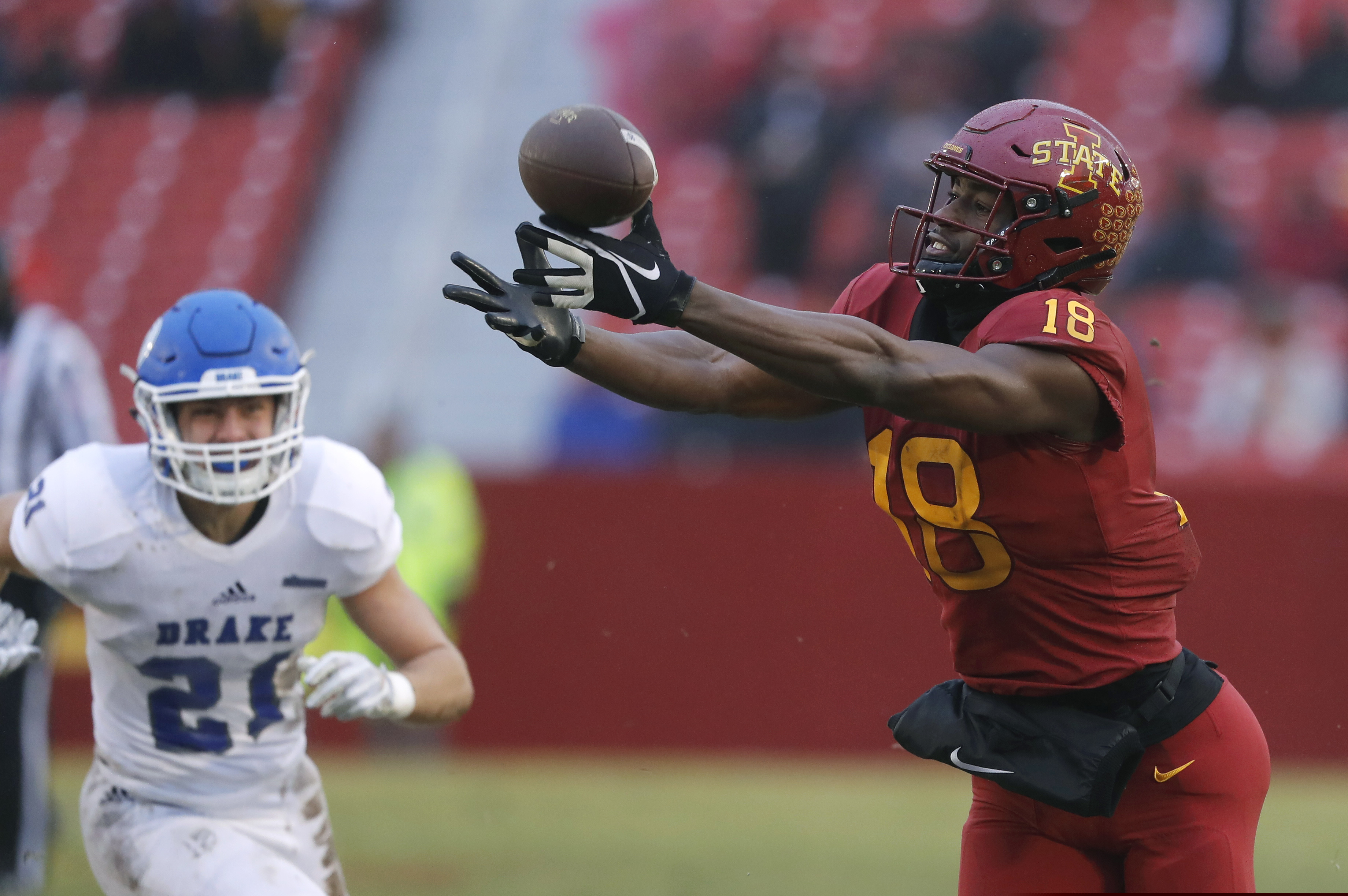 Wide receiver Hakeem Butler (right) is a big target at 6-foot-5.