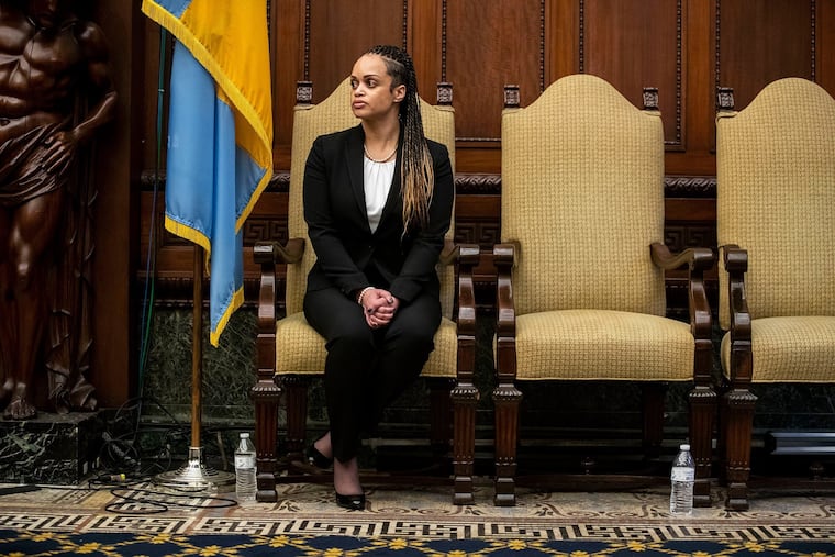 Danielle Outlaw at a news conference introducing her as Philadelphia's new police commissioner on Monday.