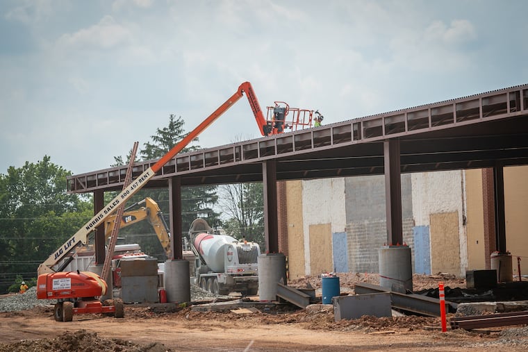 A worker at a construction site a 53 W Germantown Pike, Norristown Pa. on July 15, 2021.