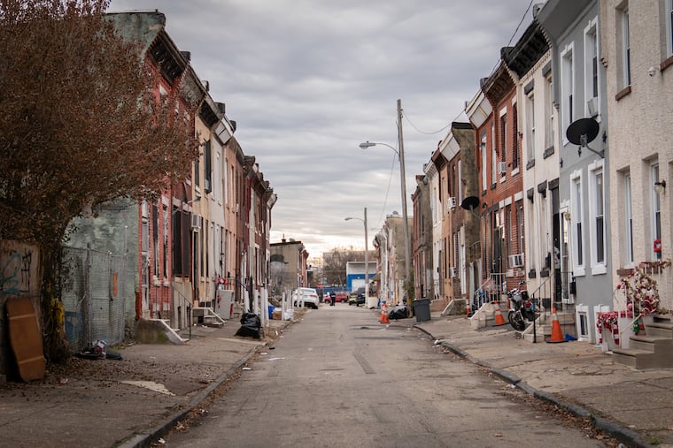 A view of the 2900 block of Rutledge Street, where a 64-year-old man was shot in the face, a 43-year-old man was shot twice in the abdomen, and a 7-year-old girl was shot in the foot, in Philadelphia, Thursday, January 5, 2023.