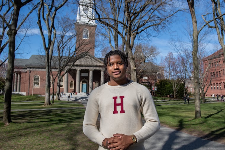 Harvard senior and Philadelphia native Richard Jenkins poses for a portrait, ahead of his anticipated May graduation, at Harvard University’s Harvard Yard in Cambridge, Massachusetts on Saturday April 2, 2022.