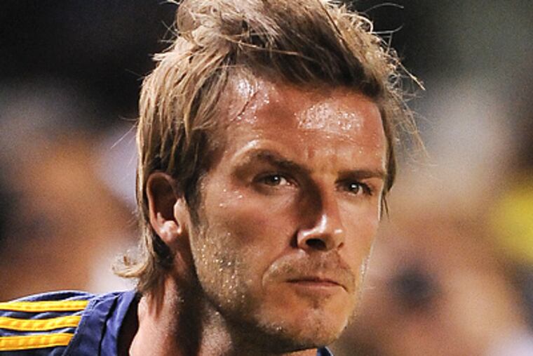 Los Angeles Galaxy midfielder David Beckham and the Los Angeles Galaxy take on the Union this Thursday. (AP Photo/Gus Ruelas)