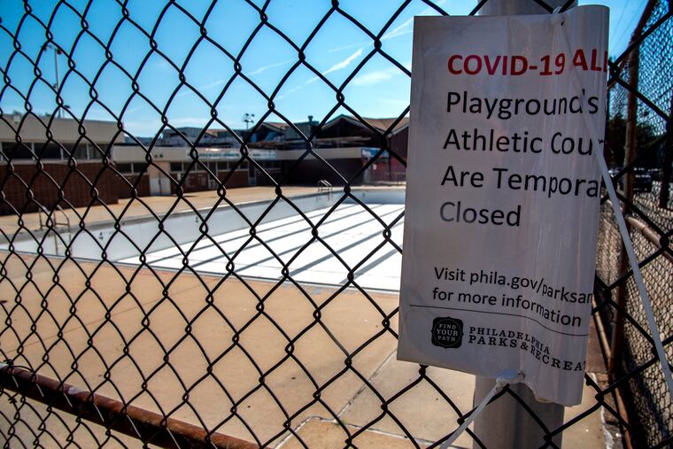 As the heat wave continues, the pool at the Christy Recreation Center at 56th & Christian Streets in West Philadelphia shown closed, like all the city pools this summer amid coronavirus and budget cuts, on July 19, 2020.