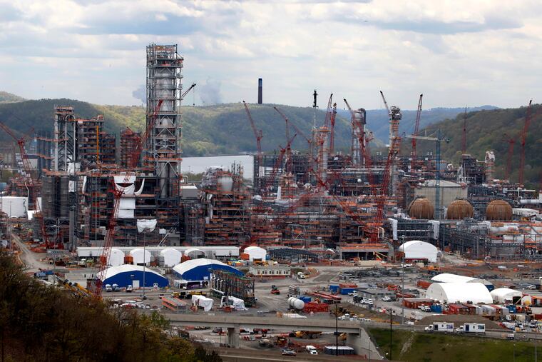 In this May 12, 2020, photo, the construction on Shell Chemicals Beaver County ethane cracker plant in Potter Township, Pa. Pennsylvania. (AP Photo/Gene J. Puskar)