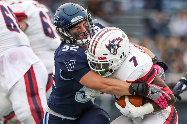 Villanova linebacker Drew Wiley, shown here against Stony Brook, made the big play against Richmond.