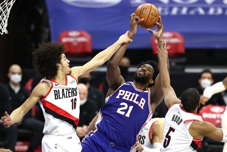Joel Embiid scored 37 points against the Blazers in Thursday's loss. The Sixers face the Brooklyn Nets in an Eastern Conference showdown on Saturday.
