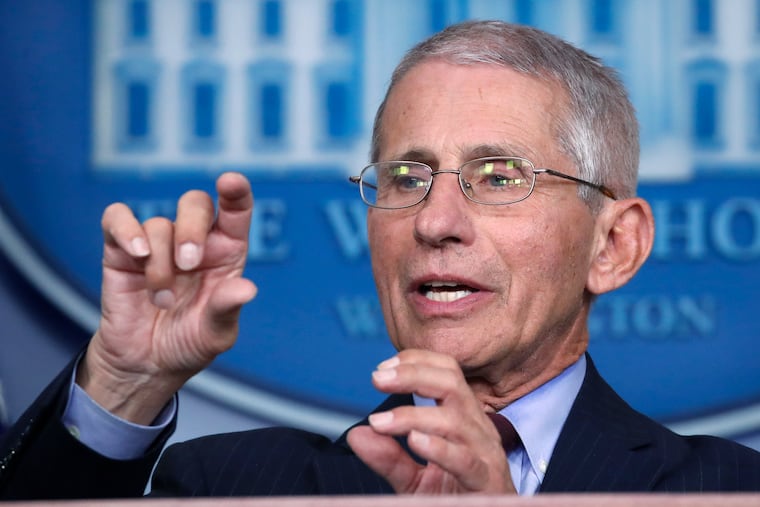 Dr. Anthony Fauci, director of the National Institute of Allergy and Infectious Diseases, speaks about the coronavirus at the White House.