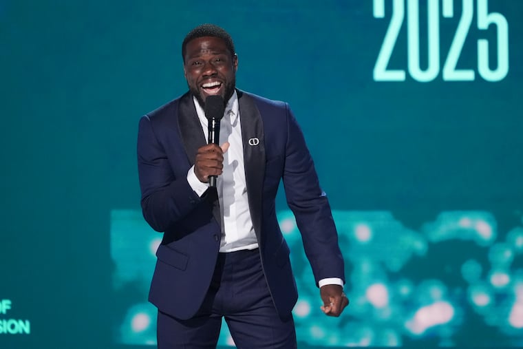 Host Kevin Hart speaks during the BET Awards on Monday, June 9, 2025, at the Peacock Theater in Los Angeles. (AP Photo/Chris Pizzello)