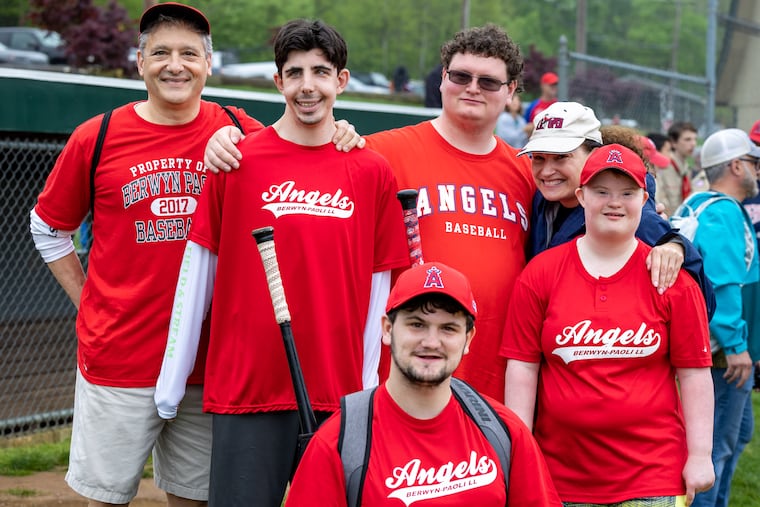 Members of the Berwyn-Paoli Area Little League challenger baseball team pose for a photo.