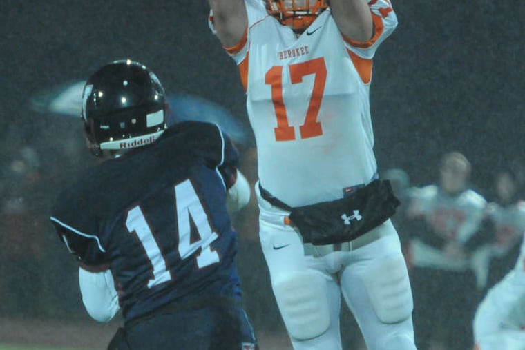Cherokee's Jake Powell knocks down a pass by Eastern QB Tom Flacco earlier this month.