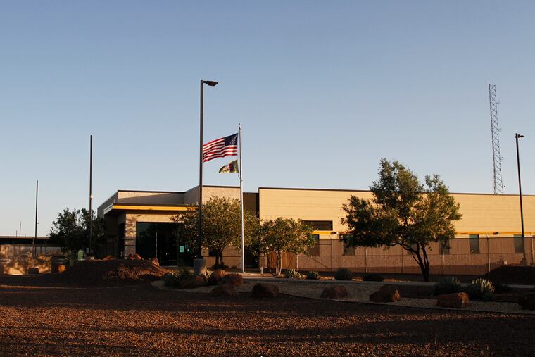 This June 20, 2019, frame from video shows the entrance of a Border Patrol station in Clint, Texas. A legal team that interviewed about 60 children at the station near El Paso says young migrants being held there are experiencing neglect and mistreatment at the hands of the U.S. government.