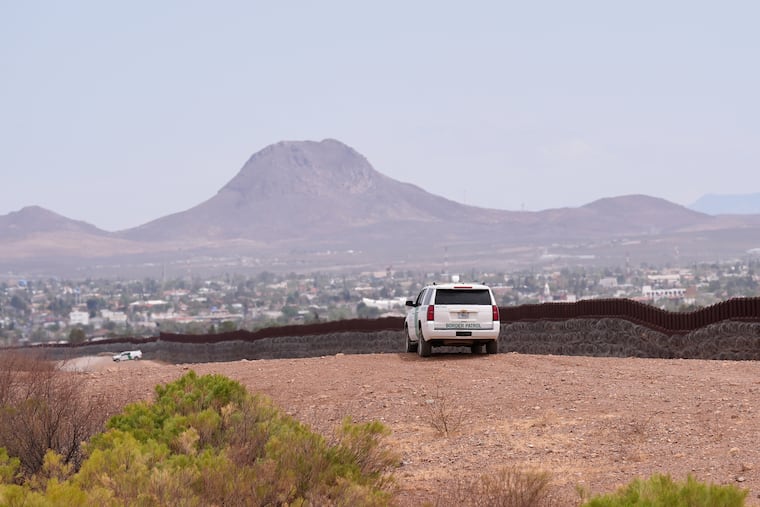 The U.S. Border Patrol keeps watch along the US-Mexico border Thursday, April 3, 2025, in Douglas, Ariz. This week the government began work on a section of border wall west of Douglas on the Tohono O'odham Reservation despite protests from the tribe.