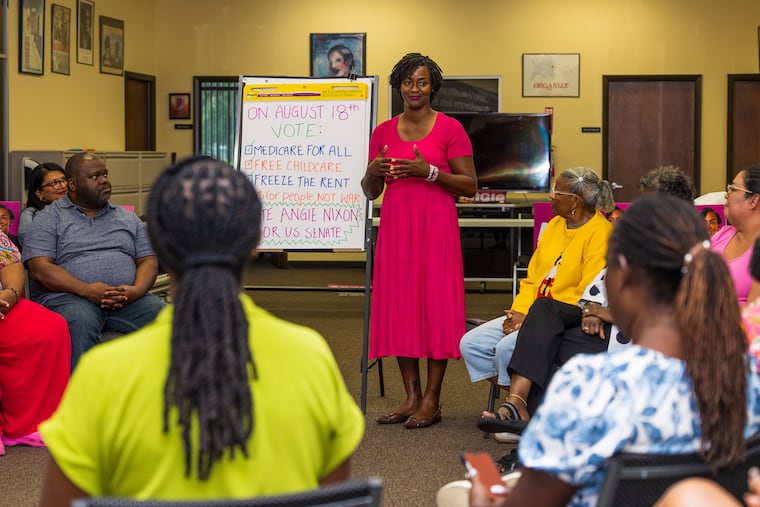 State Rep. Angie Nixon, a Democratic candidate for U.S. Senate, during a canvassing event in Fort Lauderdale, Fla., Aug. 14, 2026. Nixon scored a stunning upset on Tuesday in Florida’s Democratic Senate primary. Her victory will test the strength of a democratic socialist in a red state. (Saul Martinez/The New York Times)