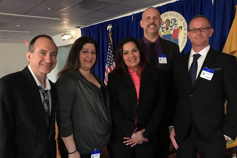 Medical marijuana patients in New Jersey were quick to praise Gov. Murphy’s announcement of major changes to the eight-year-old program. From the left, Jack Saphow, of Howell, Leah Bakos, of Bellmawr, Aubrey Conway, of Sayreville, Christopher Errickson, of Corbin City, and Erik Costanzo, of Somerdale. The patients use cannabis to treat an array of ailments and said the existing program failed to meet their needs.