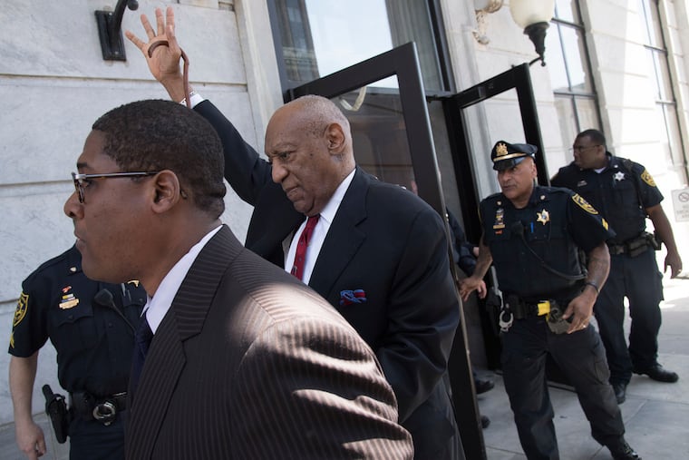 Bill Cosby leaves the courtroom after he was found guilty following his sexual assault trial on Thursday, April 26, 2018, at the Montgomery County Courthouse in Norristown, Pa.