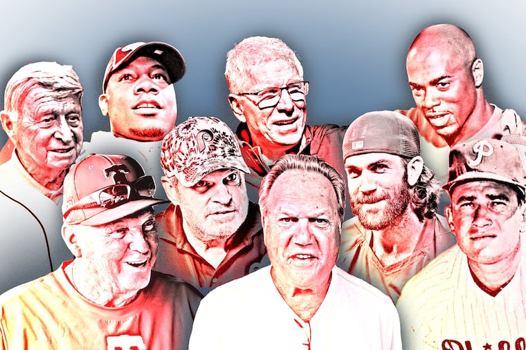 Phillies who've lent their names to the food world over the years include (top row from left) Bobby Shantz, Ryan Howard, Mike Schmidt, and Jimmy Rollins, and (bottom row from left) Charlie Manuel, John Kruk, Greg Luzinski, Bryce Harper, and Del Ennis.