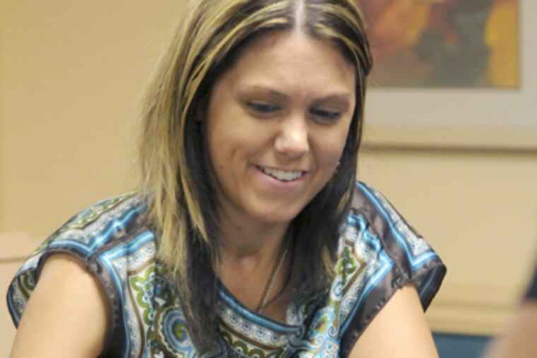 Stephanie Casillas of Collegeville in dealer training. The class started Nov. 7 and ends in March. (April Saul / Staff Photographer)