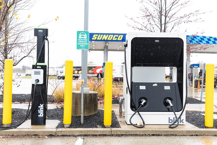 The King of Prussia Service Plaza on the Pennsylvania Turnkpike has a DC fast charger at the rest area for electric car drivers to use.
