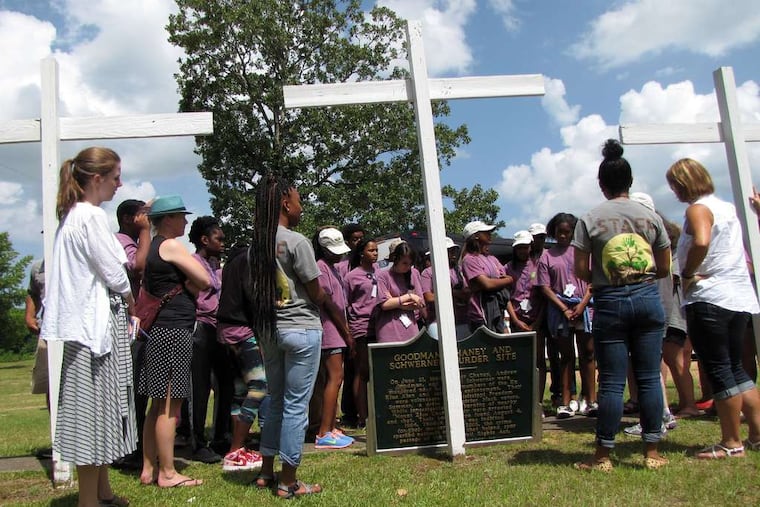 As part of the William Winter Institute for Racial Reconciliation youth tour, students learn about the "Mississippi Burning" murders.