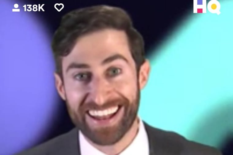A screenshot of the HQ Trivia app. Here, host Scott Rogowsky kicks off the daily livestream.
