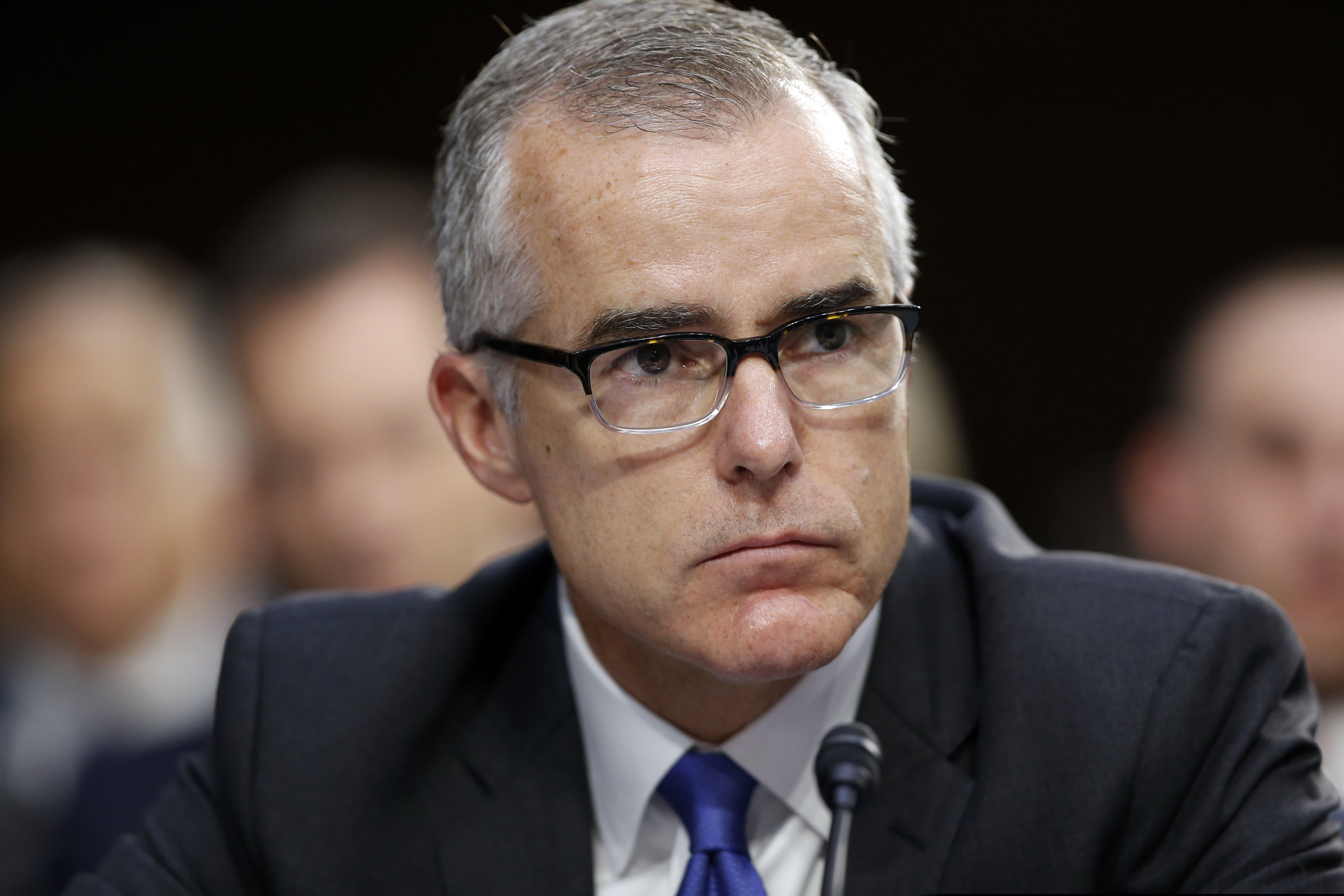 Then FBI Acting Director Andrew McCabe listens during a Senate Intelligence Committee hearing on Capitol Hill in Washington.