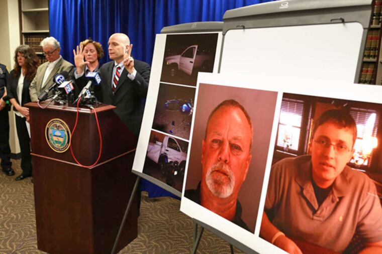 Chester County District Attorney Thomas Hogan explains the number of times Robert Landis had been arrested for drunken driving before he was charged in the death of Liam Crowley. (David Swanson / Staff)