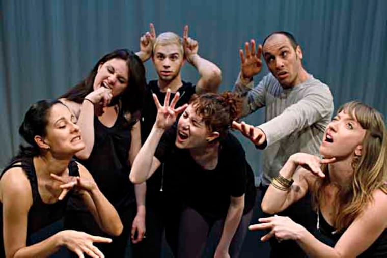 Band of Artists dancers from left, Gema Valencia-Turco, Laura Baehr, Stuart Meyers, Darcy Lyons, and Frank Turco, and director Sutie Madison, will perform "Tourettes: A Dancing Disorder" at the Michner Art Museum in Doylestown. ( MICHAEL S. WIRTZ / STAFF PHOTOGRAPHER ). May 18, 2013.