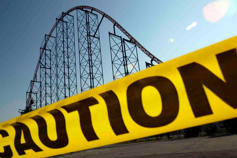 The Ride of Steel roller coaster at Darien Lake Theme Park Resort in Darien, N.Y., was blocked by police tape Saturday.