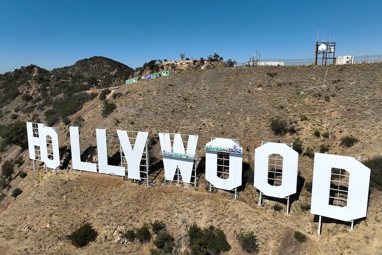 The Hollywood sign gets a fresh coat of white paint in October.