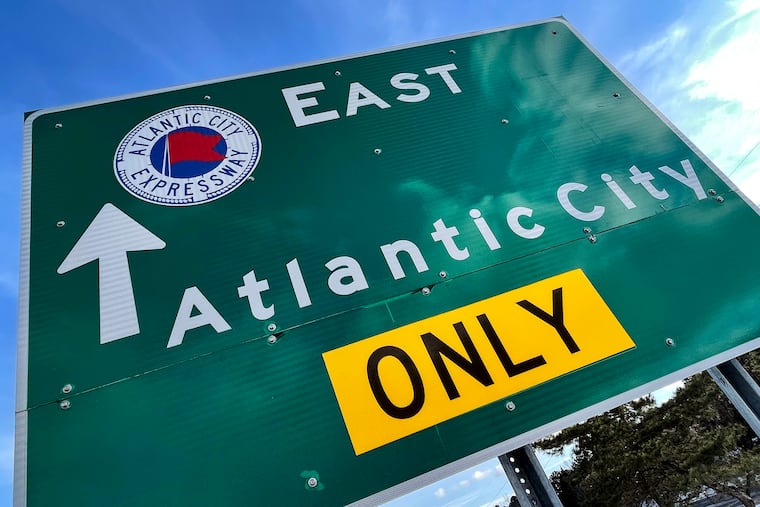 A sign on the Atlantic City Expressway as shown in 2022. The highway will go cashless starting Sunday.