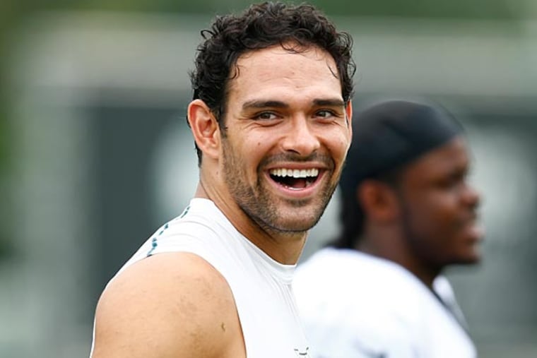 Eagles quarterback Mark Sanchez walks off the field during NFL football training camp Friday, Aug. 1, 2014, in Philadelphia. (Matt Rourke/AP)